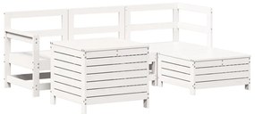 Set salotto da giardino 5 pz bianco in legno massello di pino