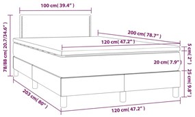 Letto a Molle con Materasso e LED Nero 120x200cm in Tessuto