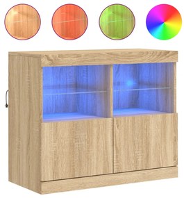 Credenza con luci led rovere sonoma 81x37x67 cm