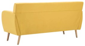 Divano a 3 posti rivestito in tessuto 172x70x82 cm giallo