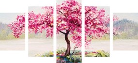Quadri 5 pezzi – Ciliegio orientale in rosa