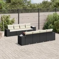 Set Divani da Giardino 9 pz con Cuscini Nero in Polyrattancod mxl 88420