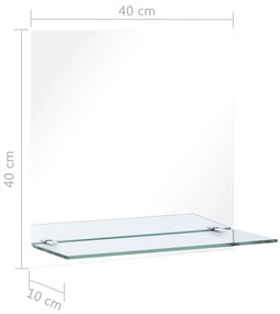 Specchio da Parete con Mensola 40x40 cm in Vetro Temperato