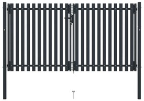 Cancello Per Recinzione Doppio İn Acciaio 306x220 Cm Antracite /