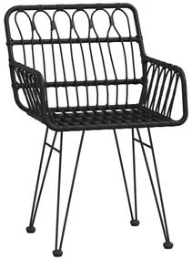 Set da pranzo da giardino 9 pz nero in polyrattan