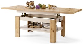 RIO Rovere Artisan/Beige (Champagne) - TAVOLINO TRASFORMABILE SALVASPAZIO ALLUNGABILE ALZABILE TAVOLO CON RIPIANO INFERIORE