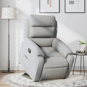 Poltrona Alzapersona Reclinabile Grigio Chiaro İn Tessuto /
