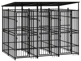 Gabbia Per Cani Da Esterno Con Tetto İn Acciaio 5,53 M² /