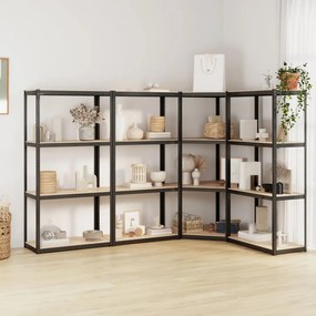 Mensole 4 Ripiani 4pz Antracite İn Acciaio E Legno Multistrato /