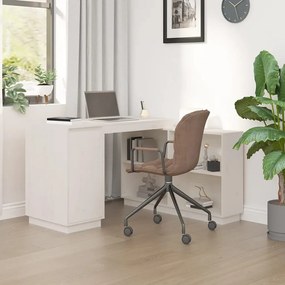 Scrivania Bianca 110x50x75 Cm İn Legno Massello Di Pino /