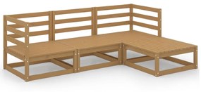 Set divani da giardino 4 pz miele in legno massello di pino