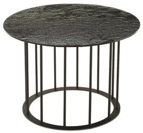 Tavolino tondo D60 cm con base in metallo Nero e piano in vetro martellato Fumč MUTE