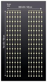 Sospensione natalizia a LED 300xLED/3xAA