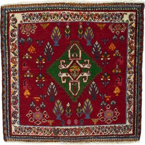 Shiraz Tappeto 60 x 60 Rosso (Iran) Annodato A Mano