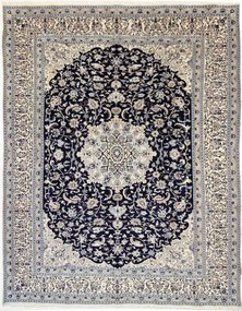 Nain Tappeto 390x300 Blu (Iran) Annodato A Mano