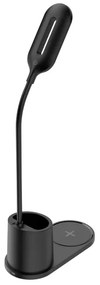 Lampada da tavolo LED LED/3W/5V con ricarica wireless nero
