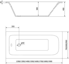 Mexen Vega vasca rettangolare 160 x 70 cm con rivestimento, bianca - 55011607000X