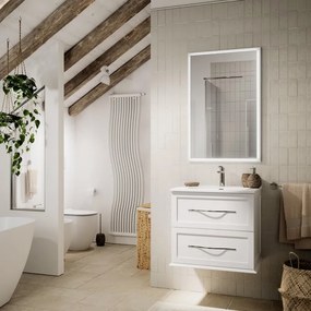 Mobile da bagno sospeso sotto lavabo L 60 x H 55 x P 46 cm bianco laccato opaco, 2 cassetti BADEN HAUS Tiffany