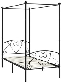 Letto a baldacchino nero in metallo 120x200 cm