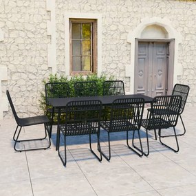 Set da pranzo da giardino 9 pz in polyrattan e vetro