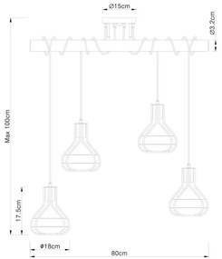 Globo 15388-4D - Lampadario su filo CLASTRA 4xE27/60W/230V