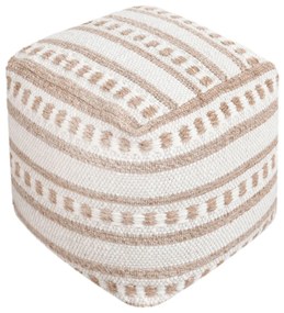 FRIDA - pouf in lana avorio con decoro 40 x 40
