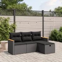 Set Divani da Giardino 4 pz con Cuscini Nero in Polyrattan 3265269