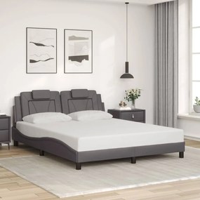 Giroletto Con Testiera Grigio 160x200 Cm İn Similpelle /