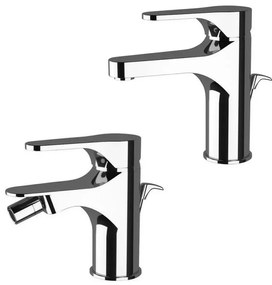 Set rubinetti lavabo e bidet in ottone cromo di Rubinetterie Mariani Linea Surf