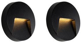 Set di 2 Applique da Esterno Rotonde Nere con LED IP65 - Gem