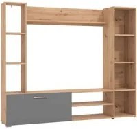 parete attrezzata soggiorno un anta moderna minimal in legno cm 185,5 x 35 x 155,5 h - KRASTY