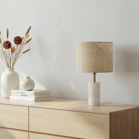 Lampada da tavolo Alabaster Lindby, Crema / Ambra, Soggiorno / Sala da pranzo, Tessuto / Stoffa / Seta, Scandinavo, Lampada da tavolo