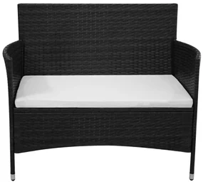 Panchina da giardino 90 cm in polyrattan nera