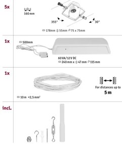 Paulmann 94432 - SET 5xGU5,3/10W Faretto MAC 230V bianco