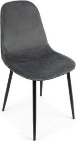 Sedie Da Interno In Velluto Imbottite Grigio Scuro Gambe Nere Irelia Bizzotto - 4 Pz