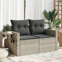 Divano da Giardino con Cuscini 2 Posti Grigio Chiaro Polyrattan 366185