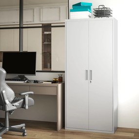 Armadio da Ufficio in Acciaio con 4 Ripiani Regolabili 80x40x180 cm Bianco...