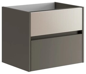 Mobile da bagno sotto lavabo Niwa grigio carbone frontale in vetro sabbia laccato opaco L 59.5 x H 50 x P 45.5 cm 2 cassetti, lavabo non incluso