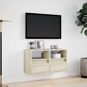 Mobili tv a parete con luci led 2pz rovere sonoma 41x31x45 cm