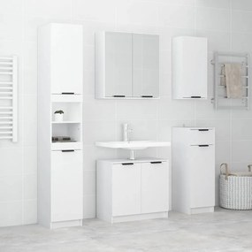 Set mobili da bagno 5 pz bianco lucido in legno multistrato