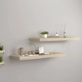 Scaffali A Parete 2 Pz Rovere 80x23,5x3,8 Cm İn Mdf /