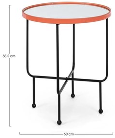 Tavolino PAINTER con piano a specchio colore arancione