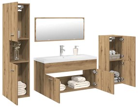 Set Mobili Da Bagno 5 Pz Rovere Artigianale Legno Multistrato /