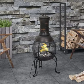 Stufa Da Giardino Con Attizzatoio 39x39x90 Cm İn Acciaio /