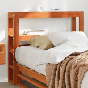 Testiera Con Ripiani Marrone Cera 90 Cm Legno Massello Di Pino /