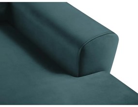 Divano angolare color petrolio allungabile e con contenitore (con penisola a destra/con chaise lounge) con rivestimento in velluto Kyoto – Cosmopolitan Design