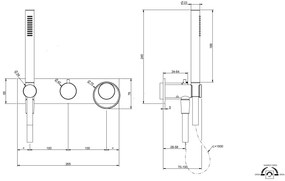 Parte esterna miscelatore doccia 2 vie con supporto presa acqua deviatore parte incasso non inclusa cromo Anello 63343  Gessi