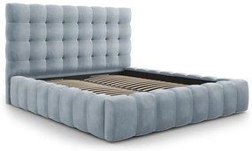 Letto matrimoniale imbottito azzurro con contenitore con griglia 200x200 cm Bali - Cosmopolitan Design