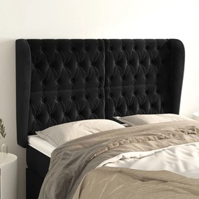 Testiera Ad Orecchio Nera 163x23x118/128 Cm İn Velluto /