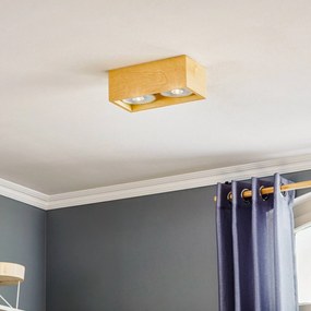 SOLLUX LIGHTING Faretto da soffitto Solana in legno angolare a 2 luci
